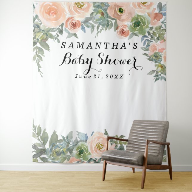 Tapiz Blush Floral Baby Shower Photo Booth (In situ)