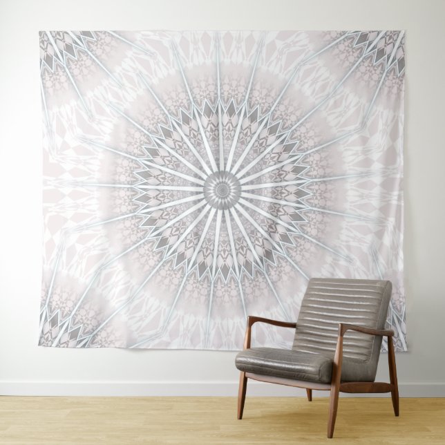 Tapiz Blush Gris Neutral Bohemio Mandala (In situ (horizontal))