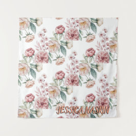 Tapiz Blush Navy Blue Soft Pastel Pink Floral