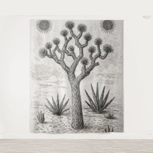 Tapiz boceto de árbol de josué arte de boceto del desi