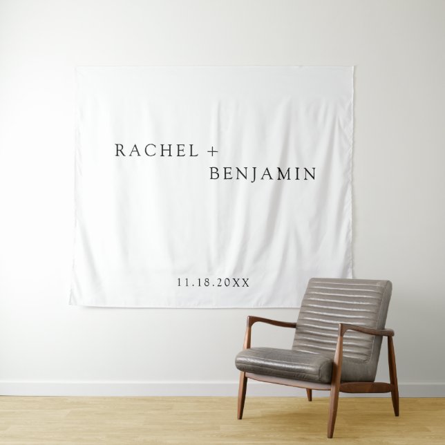 Tapiz boda blanco negro tradicional minimalista (In situ (horizontal))