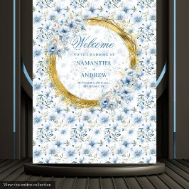 Tapiz Boda Bohemiana ligera de oro azul moderno