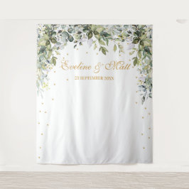 Tapiz Boda boho verde follaje hojas de eucalipto