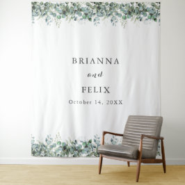 Tapiz Boda Botánica Rústica Eucalipto Verde