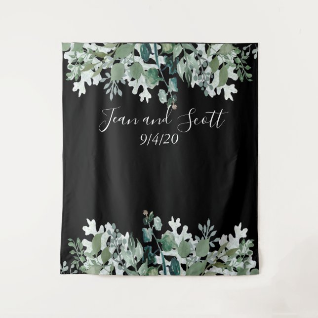 Tapiz Boda botánico deja una cascada moderna de vegetaci (Anverso)