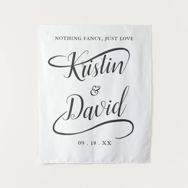 Tapiz Boda Caligrafía Manuscrita Festiva Swash (Anverso)