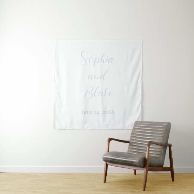 Tapiz Boda Celestial Minimalista Blanco y Azul (In situ)