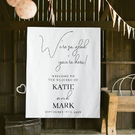 Tapiz Boda Colgando caligrafía recepción en blanco negro