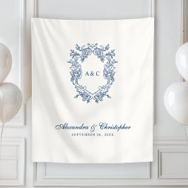 Tapiz Boda con Cresta Monograma de Estilo Regencia Vinta