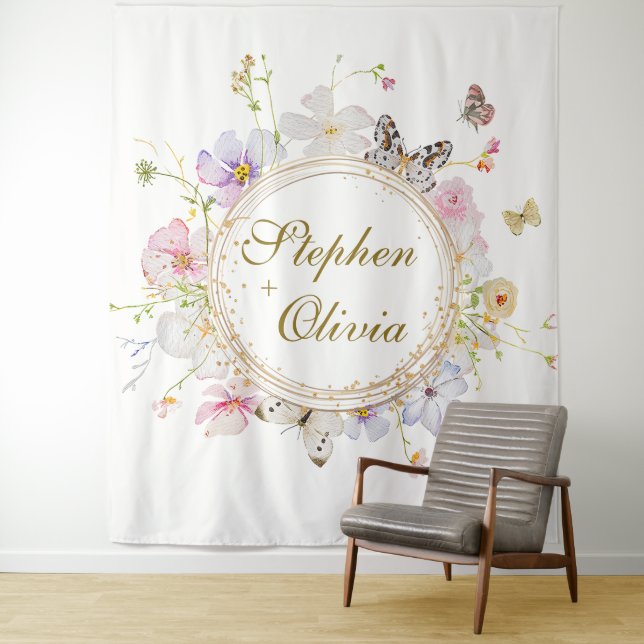 Tapiz Boda Corona Floral de Flores Silvestres Modernas (In situ)