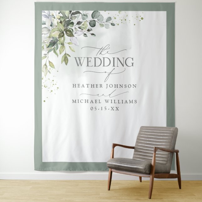 Tapiz Boda de acuarela floral de vegetación botánica (In situ)
