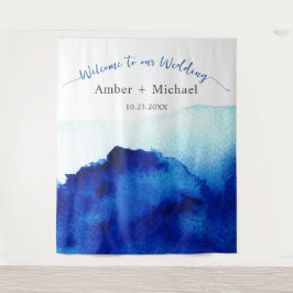 Tapiz Boda de agua moderna en azul añil