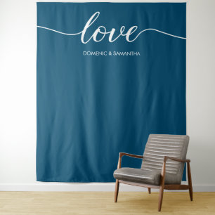 Tapiz Boda de amor elegante azul minimalista
