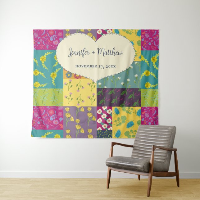 Tapiz Boda de Boho Maximalist Patchwork Quilt (In situ (horizontal))