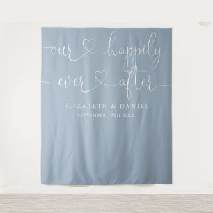 Tapiz Boda de Corazón de Azul Polvoriento Siempre Despué