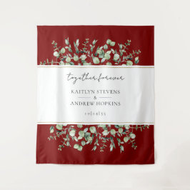 Tapiz Boda de eucalipto de Borgoña juntos para siempre