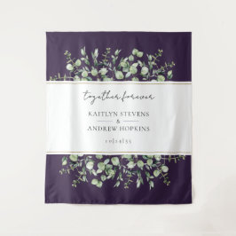 Tapiz Boda de Eucalipto Púrpura Juntos por Siempre 