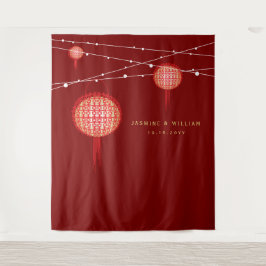 Tapiz Boda de farolillos de doble felicidad Fondo de fot