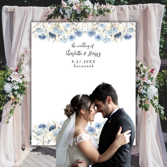 Tapiz Boda de flores azules agitadas y modernas (Subido por el creador)