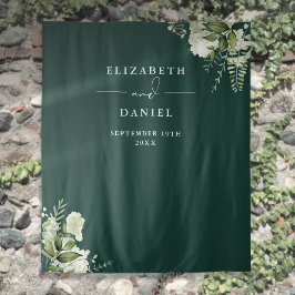 Tapiz Boda de flores de esmeralda - Fondo de la caja de