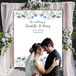 Tapiz Boda de flores silvestres azules modernas foto de