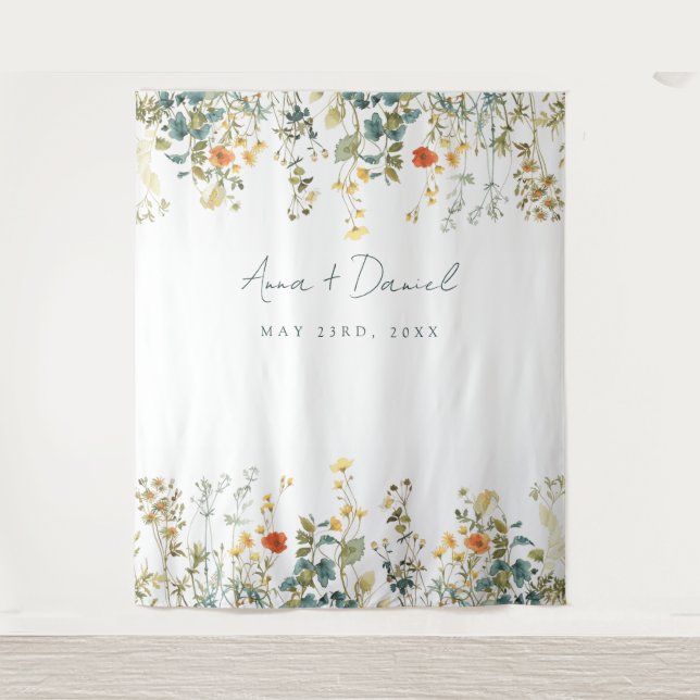 Tapiz Boda de flores silvestres elegantes (Anverso)