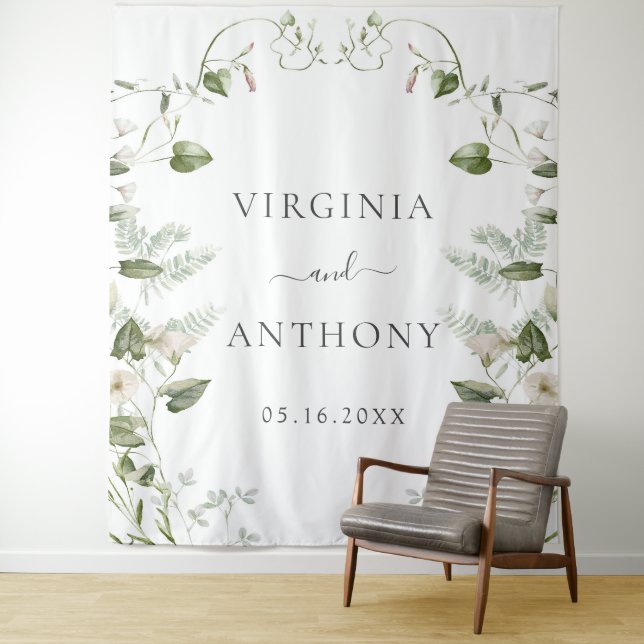 Tapiz Boda de flores silvestres elegantes acuarela (In situ)