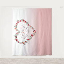 Tapiz Boda de fondo de amor para selfie gradiente rosado