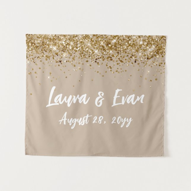 Tapiz Boda de fondo personalizado Foto Booth Sand Tan Go (Anverso (horizontal))