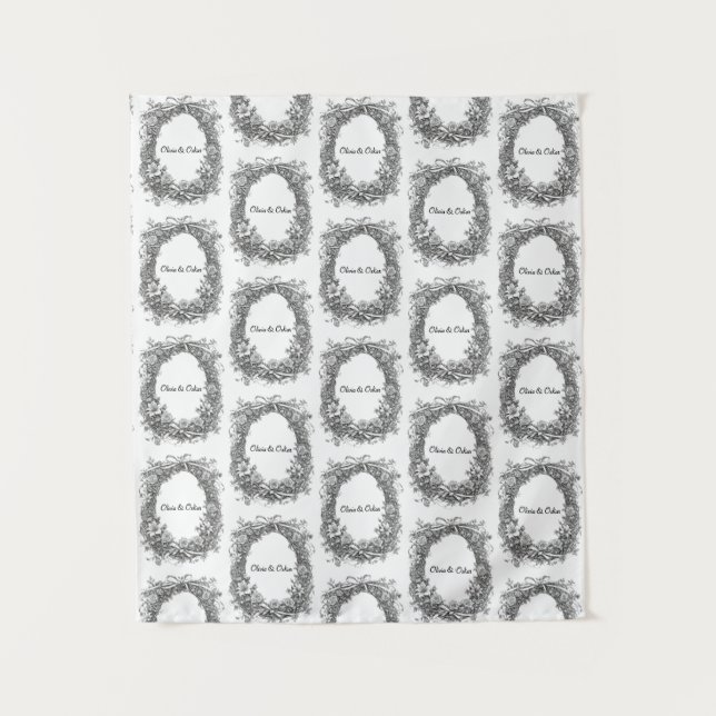 Tapiz Boda de guirnaldas florales rusticas, (Anverso)