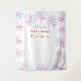 Tapiz Boda de invierno wonderland Pink Snowflake 