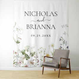 Tapiz Boda de jardín floral boho de flores silvestres 