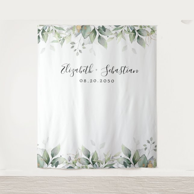 Tapiz Boda de la vegetación de la hoja de Eucalyptus (Anverso)