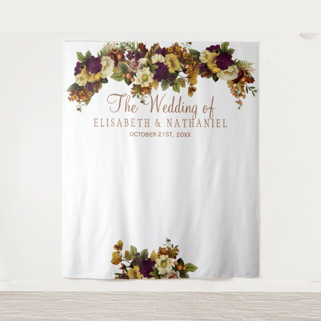 Tapiz Boda de moda floral de otoño (Anverso)