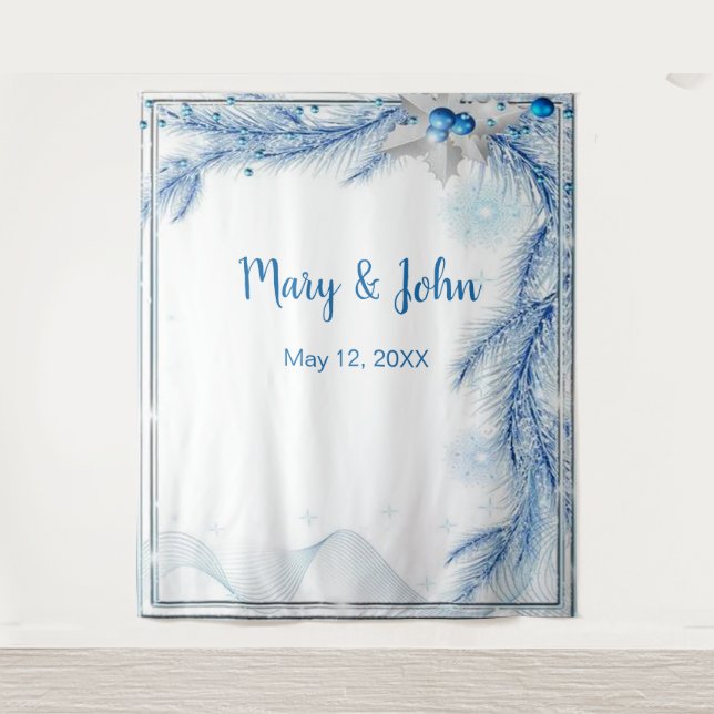 Tapiz Boda de Navidades de Invierno de Pino Azul (Anverso)