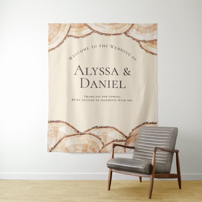 Tapiz Boda de nombres personalizados de corte rústico de (In situ)