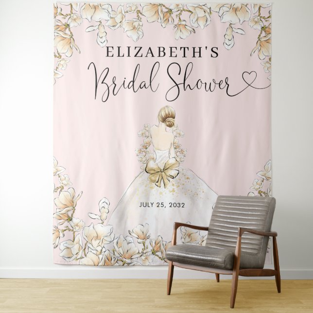 Tapiz Boda de novia galardonado con flores Rubor ducha d (In situ)