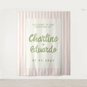 Tapiz Boda de rayas pastel retro