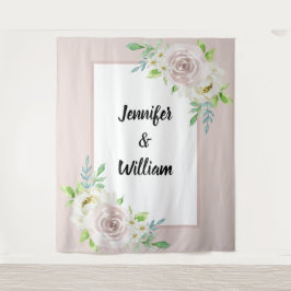 Tapiz Boda de Rosa de acuarela floral suave de palisandr