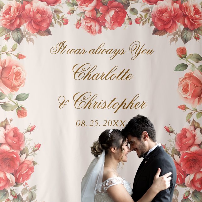 Tapiz Boda de Rosas de acuarela romántica fondo fotográf (Subido por el creador)