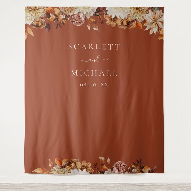 Tapiz Boda de terracota (Terracotta Floral Wedding Tapestry by Painted Paperie
)