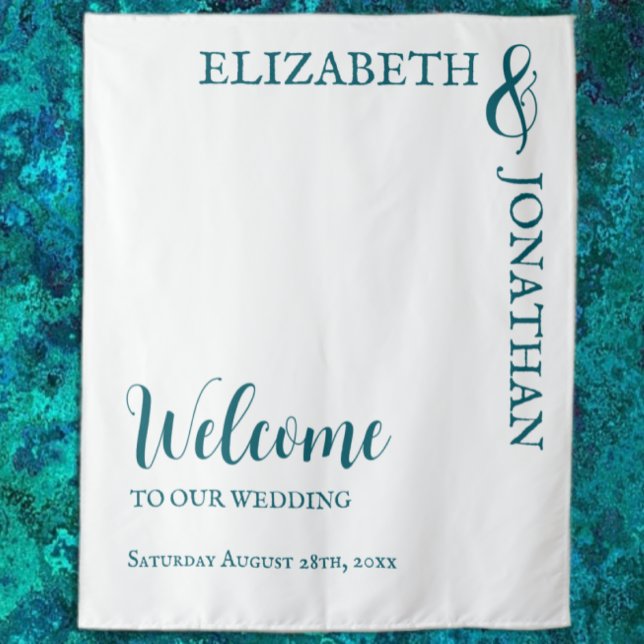 Tapiz Boda de tipografía moderna Verde azulada oscura (Subido por el creador)