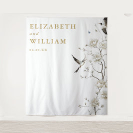 Tapiz Boda elegante de Chinoiserie dorada Foto de fondo