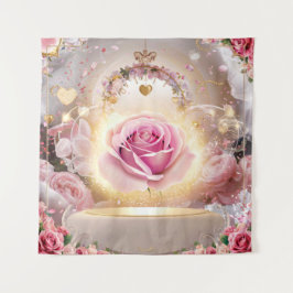 Tapiz Boda elegante mural de rosa rosa #1