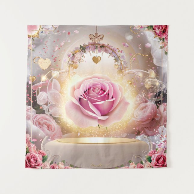 Tapiz Boda elegante mural de rosa rosa #1 (Anverso)
