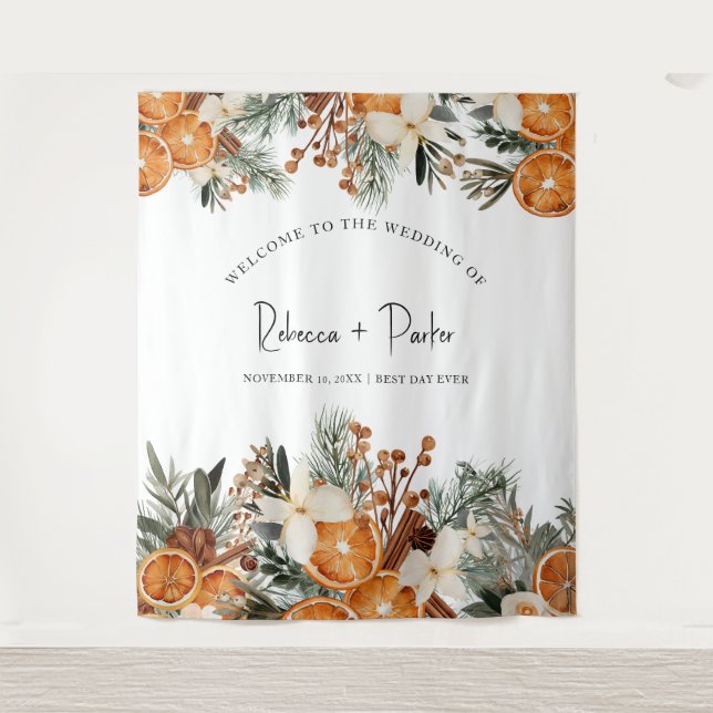 Tapiz Boda en otoño de invierno Fondo de foto (Anverso)