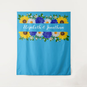 Tapiz Boda floral azul cielo de verano