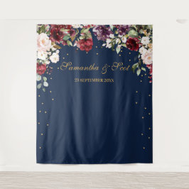 Tapiz Boda floral boho burgundy rosa rubor Navy