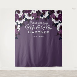 Tapiz Boda Floral Dark Morple de fondo