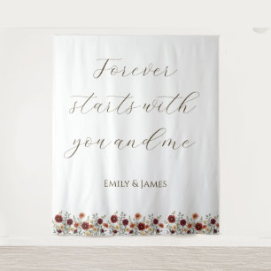 Tapiz Boda floral de otoño rústico personalizado